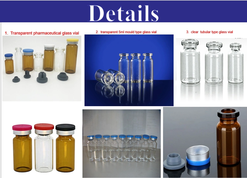 5ml 10ml 20ml Clear Amber Soda Lime Glass Injection Vials Bottles for Antibiotics