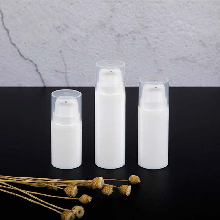 Empty Small Sample Airless Bottle Frosted White 5ml 10ml 15ml 30ml Plastic PP Airless Bottles